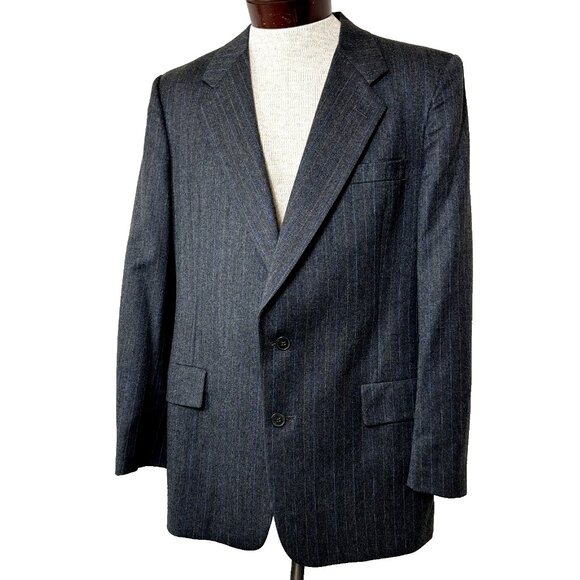 Christian Dior Sz 42R Men's Gray Striped Blazer Pure Virgin Wool Suit Jacket VTG - Picture 9 of 11
